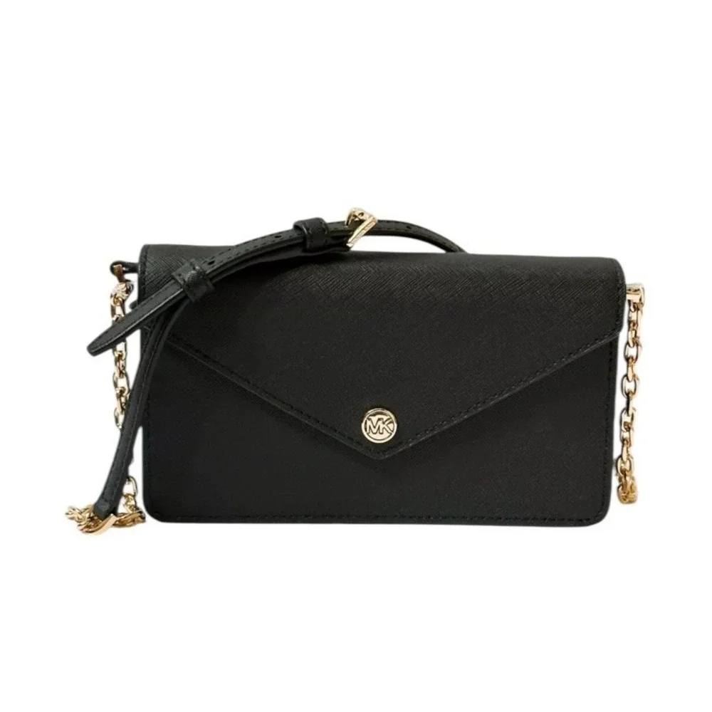 Michael‎ Kors Small Saffiano Leather Envelope Crossbody/Clutch Bag Black NWT